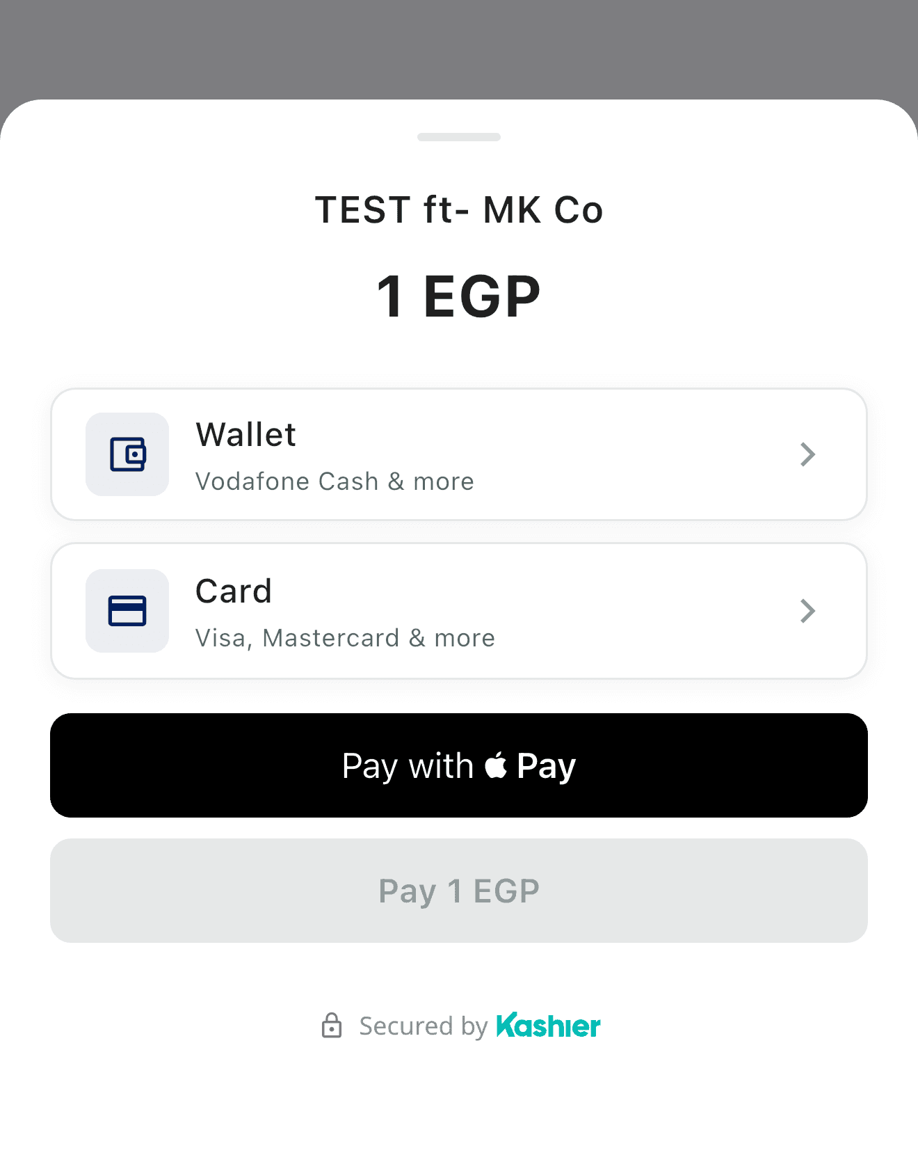 Apple Pay button in the sheet