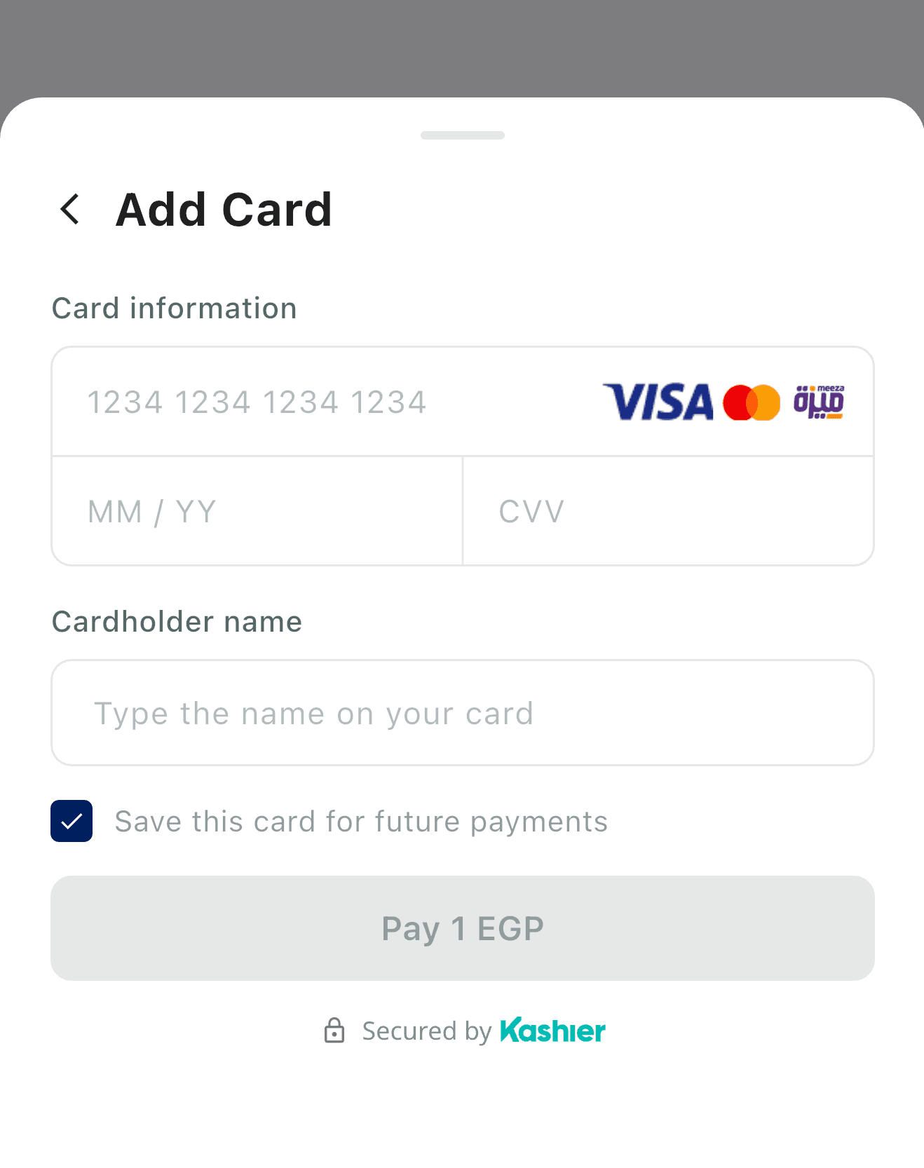 New-card form with save-card checkbox
