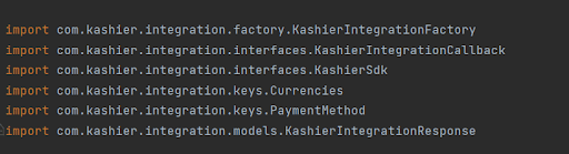 Import the following classes