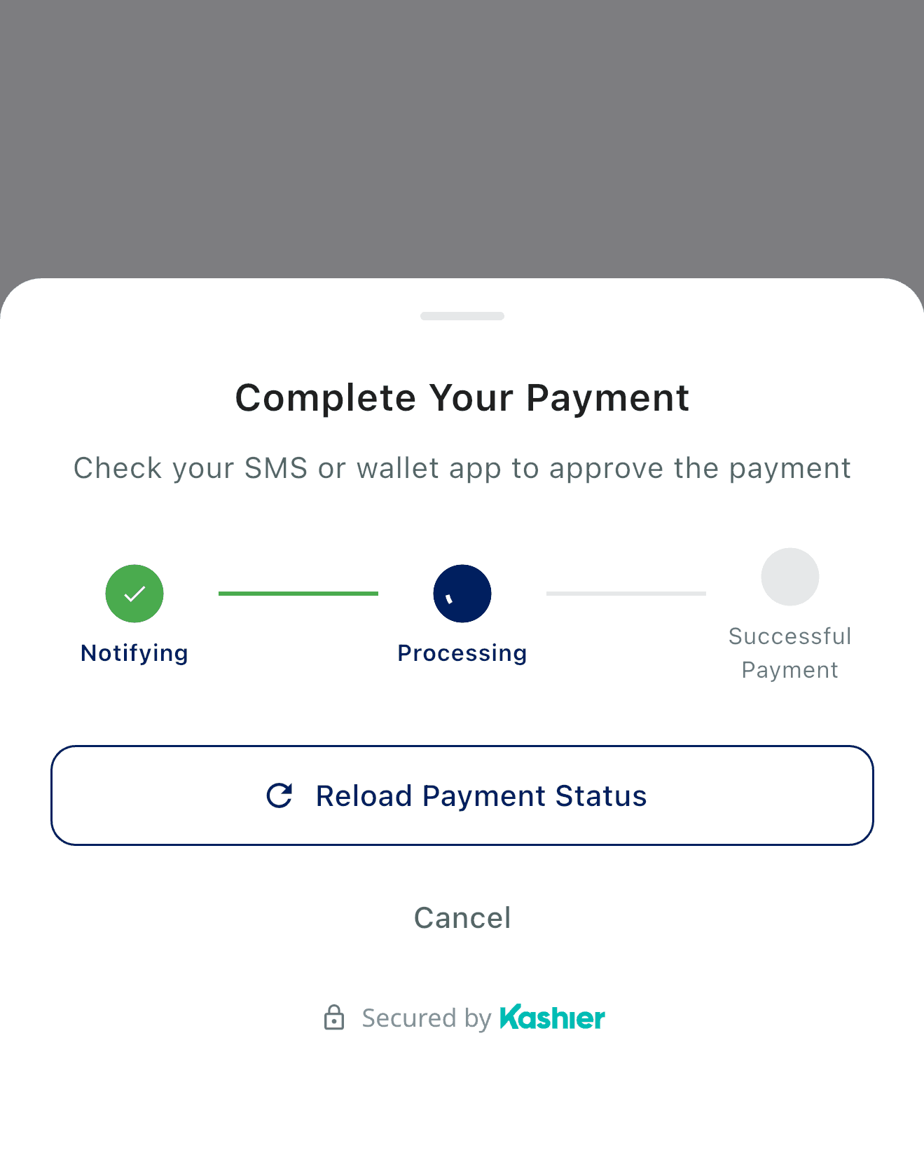 Wallet waiting sheet with I have paid